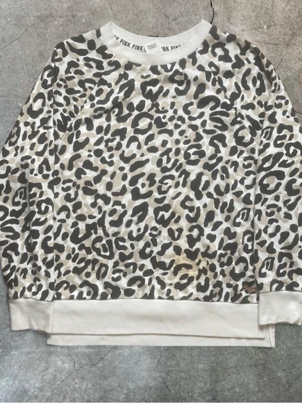 Leopard Print Crewneck Sweatshirt - Neutral Tones